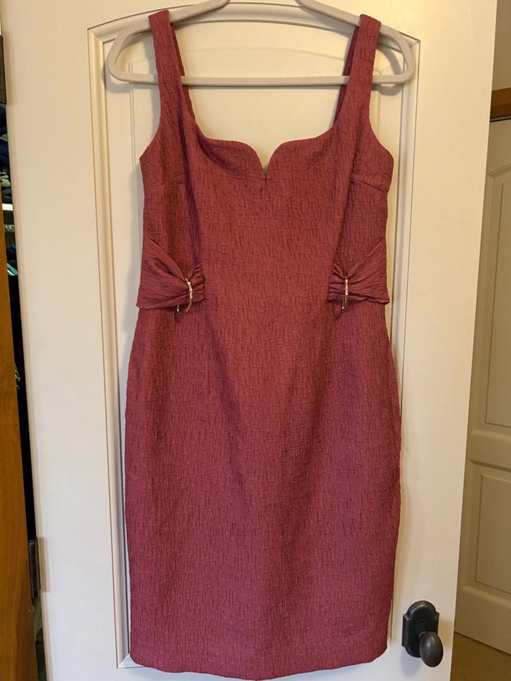 Rebecca Vallance Rose Pink Textured Midi Sheath Dress